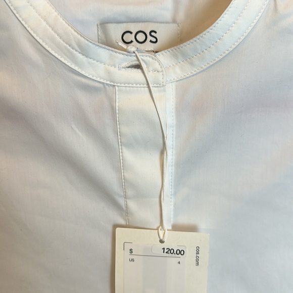 COS white grandad long sleeve mandarin collar 1/2 button front shirt siz… - Picture 2 of 3